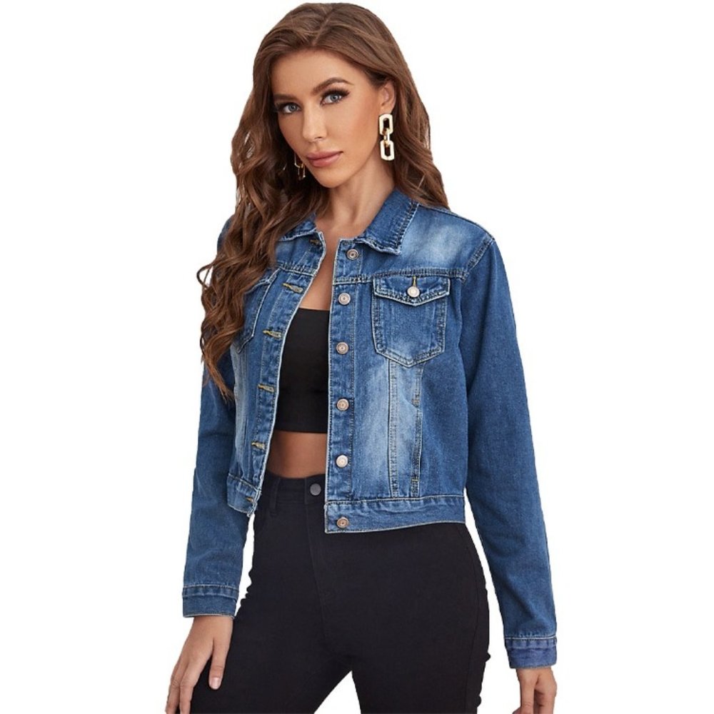 Cali Chic Women's Denim Jacket Celebrity Medium Washed Faded Blue Authentic
